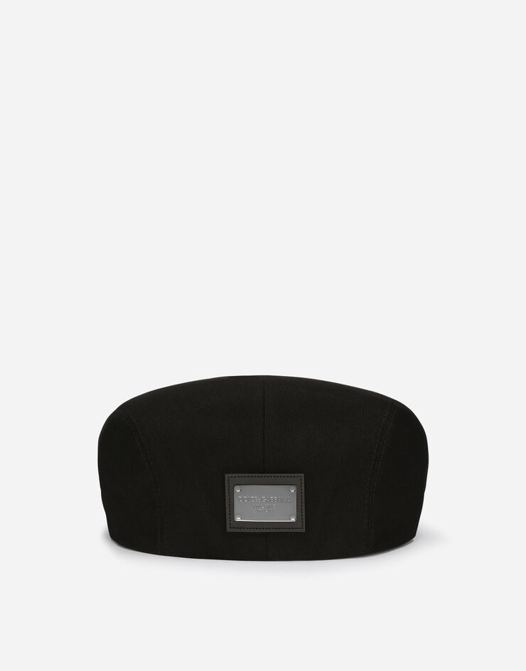 Dolce & Gabbana Gorra inglesa en sarga de algodón con placa con logotipo Negro GH587AFU6X8
