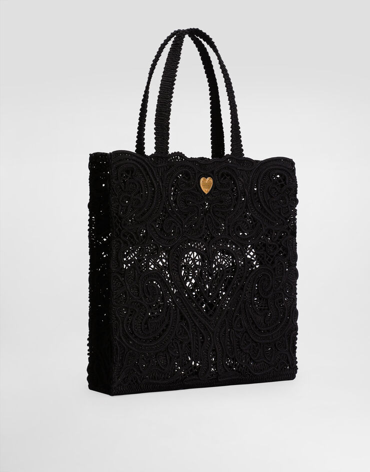 Dolce & Gabbana Mittelgroßer Shopper Beatrice aus Kordelspitze SCHWARZ BB6927AW717
