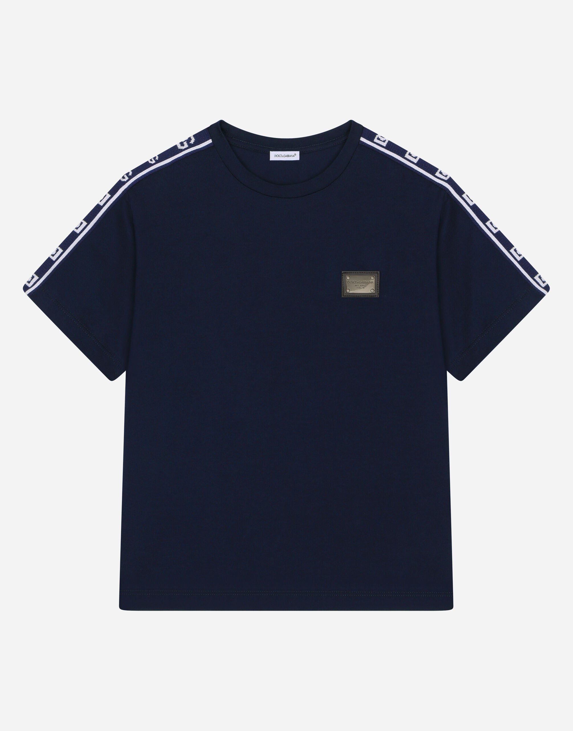 Dolce & Gabbana Jersey T-shirt with logo tag Blue L4JWFNG7IXP