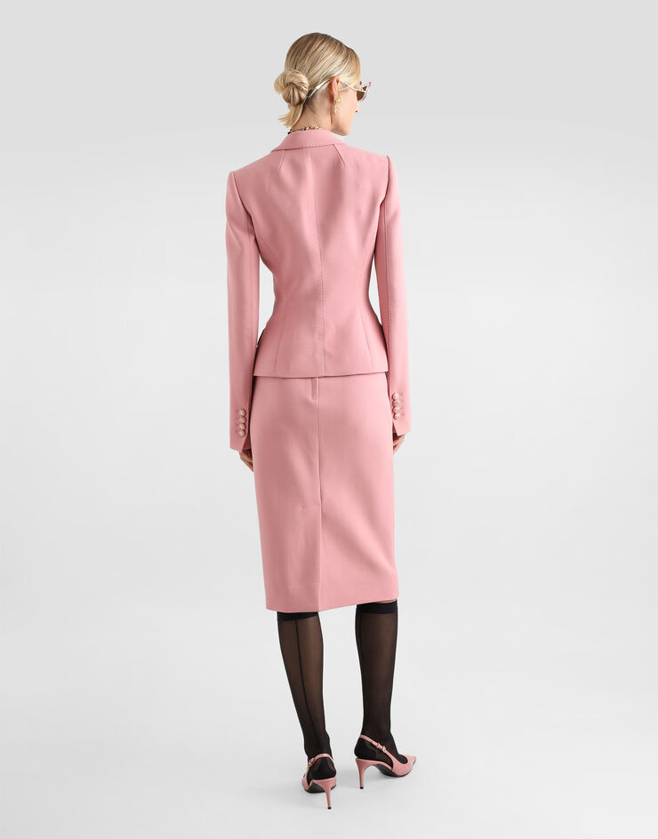 Dolce & Gabbana تنورة قلم رصاص صوف بطول للربلة وشعار DG وردي F4CJGTFU2L8