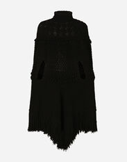 Dolce&Gabbana High-necked wool patchwork knit cape Blue G9AIATFUSFW