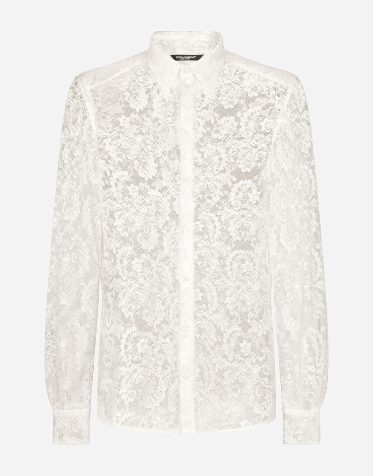 Dolce & Gabbana Camicia Martini in pizzo Bianco G5IX8THLMHL