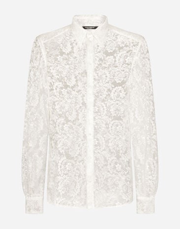 Dolce & Gabbana Lace Martini-fit shirt White G2NW0TFUMJN