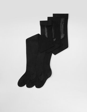 Dolce & Gabbana Nylon tights with jacquard DG logo Black O4A33TON02S
