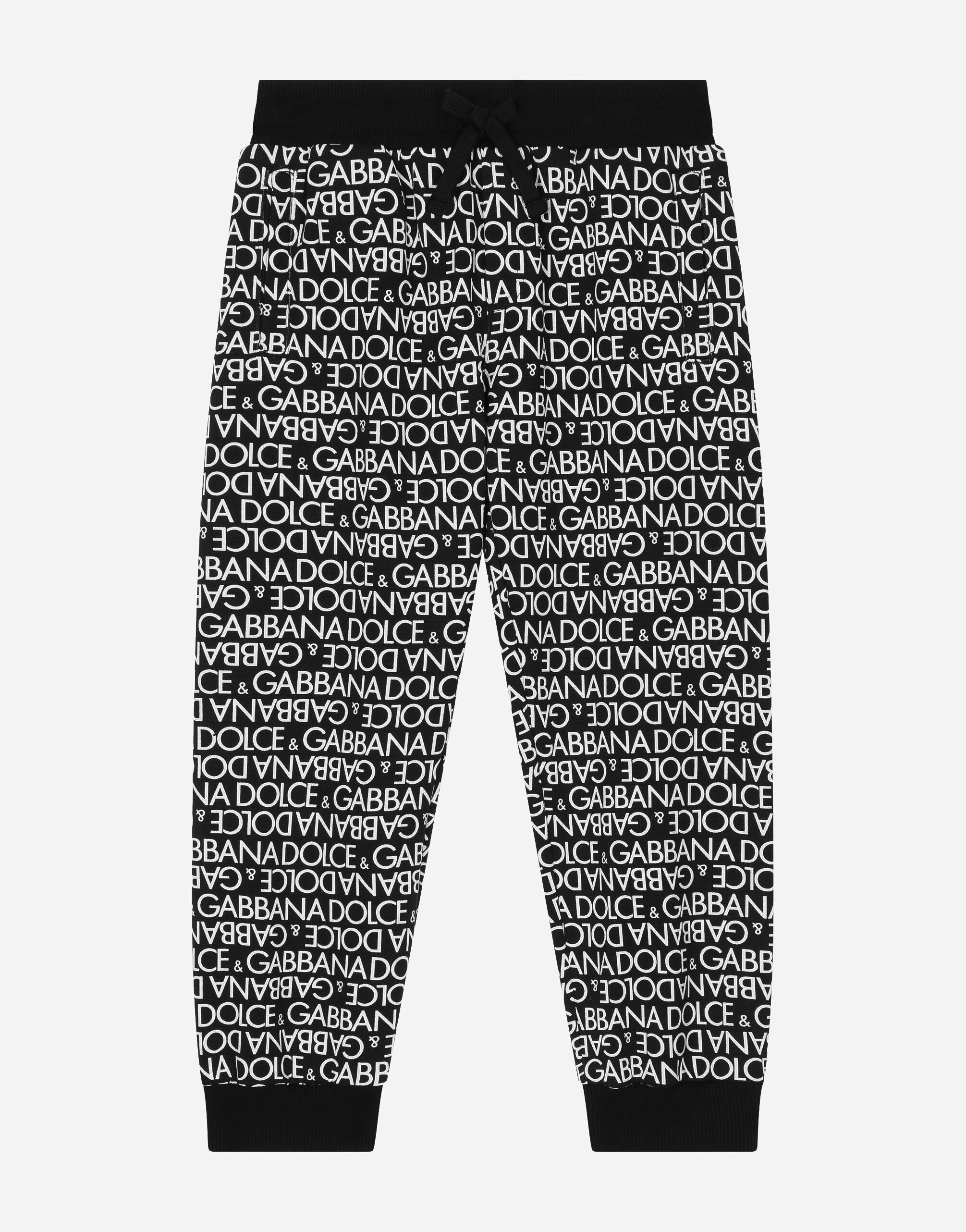 Dolce&Gabbana Cotton jogging pants with the all-over logo print Multicolor L44P32HJMPB