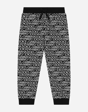 Dolce&Gabbana Cotton jogging pants with the all-over logo print Multicolor L44P32HJMPB