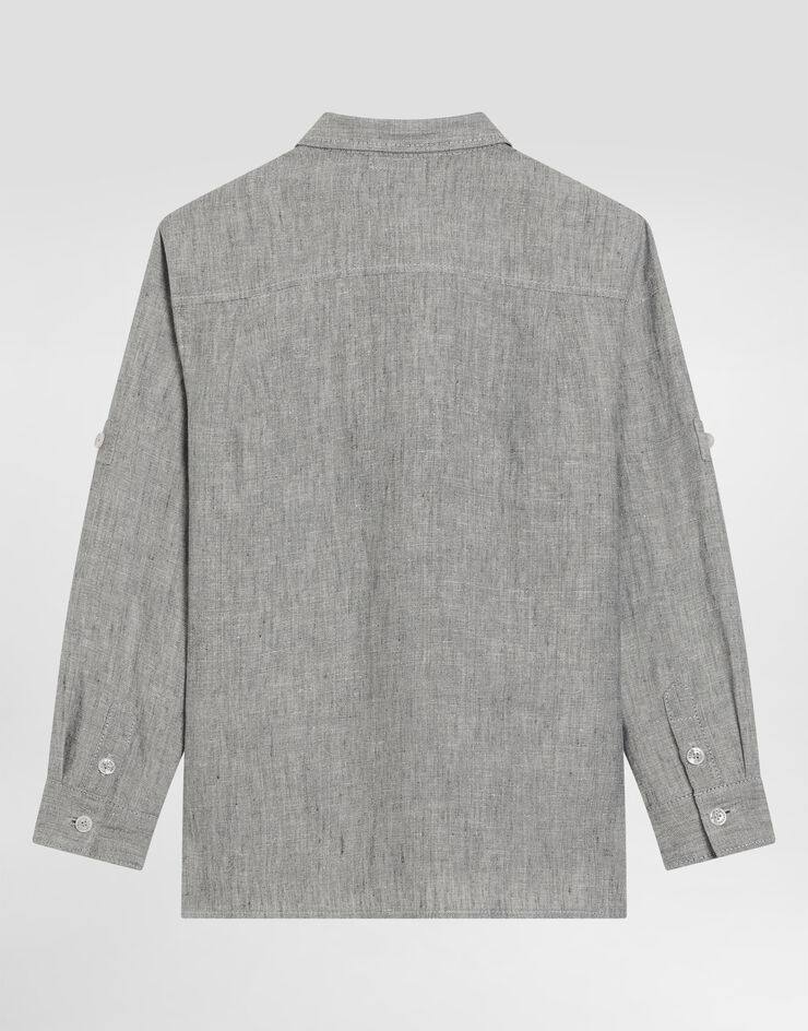 Dolce & Gabbana Camisa en tela de lino lavada Gris L44S43FU4MF