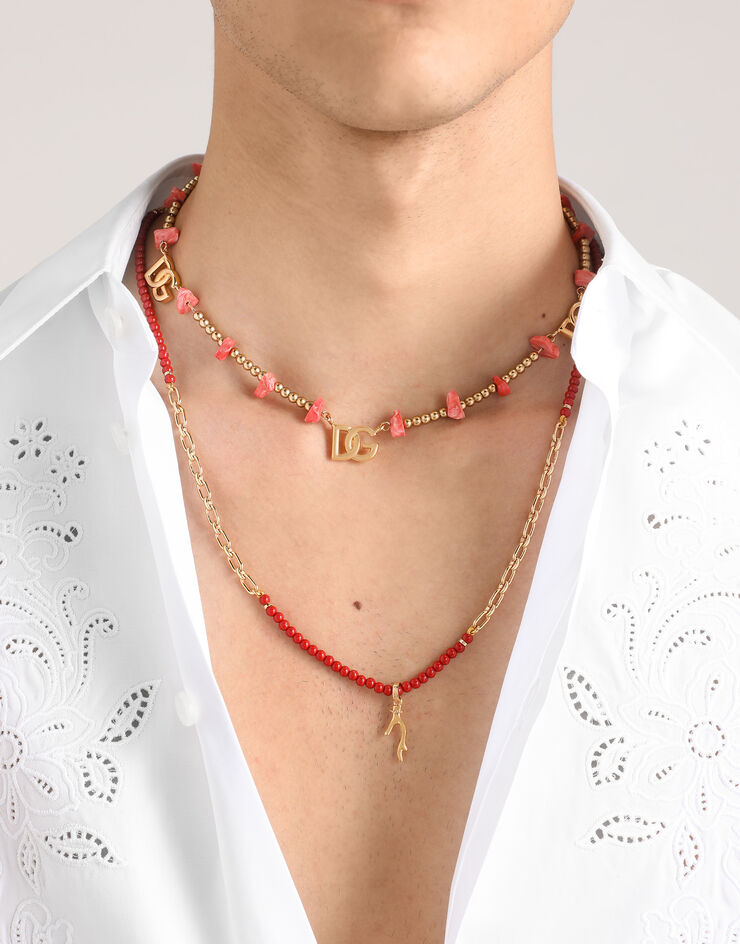 Dolce & Gabbana قلادة معدنية بأحجار كريمة وحِليات ذهبي WNO5C3W1111