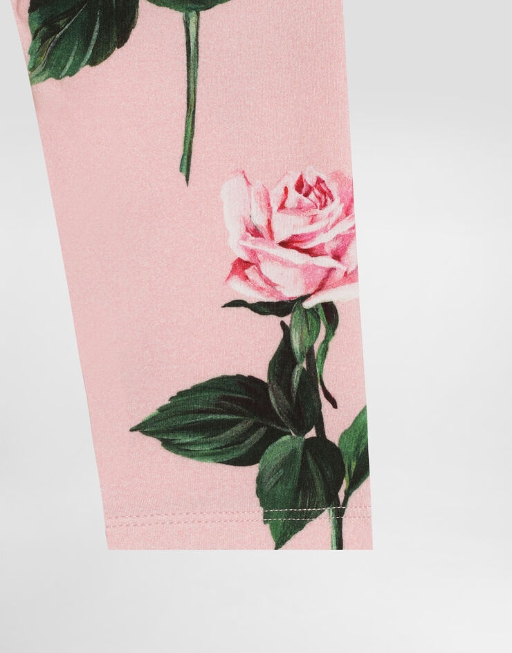 Dolce & Gabbana Interlock leggings with rose print Print L2JPB9FSGAA