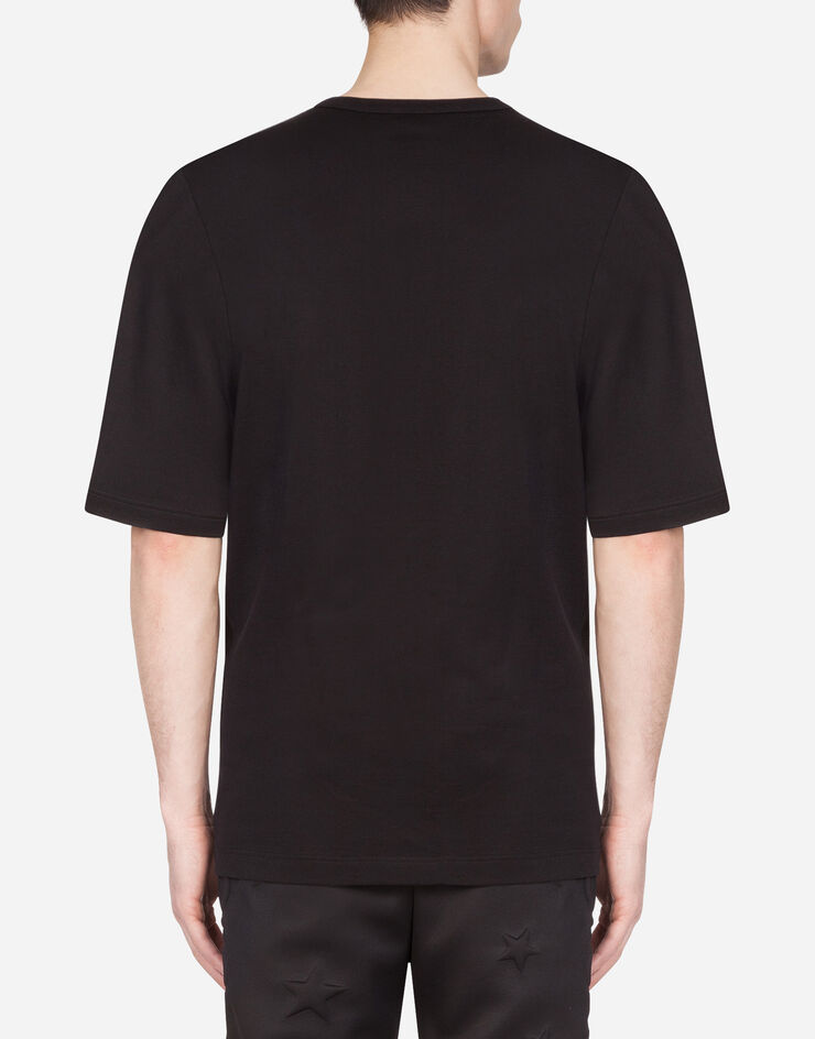 Dolce & Gabbana COTTON T-SHIRT WITH PATCH NEGRO G8KN7ZG7VDS