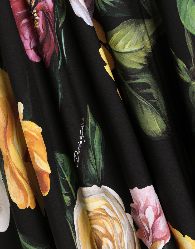 Dolce & Gabbana Юбка солнце миди из шармеза с принтом в виде пионов и роз Отпечатки F4C2RTFSA7B