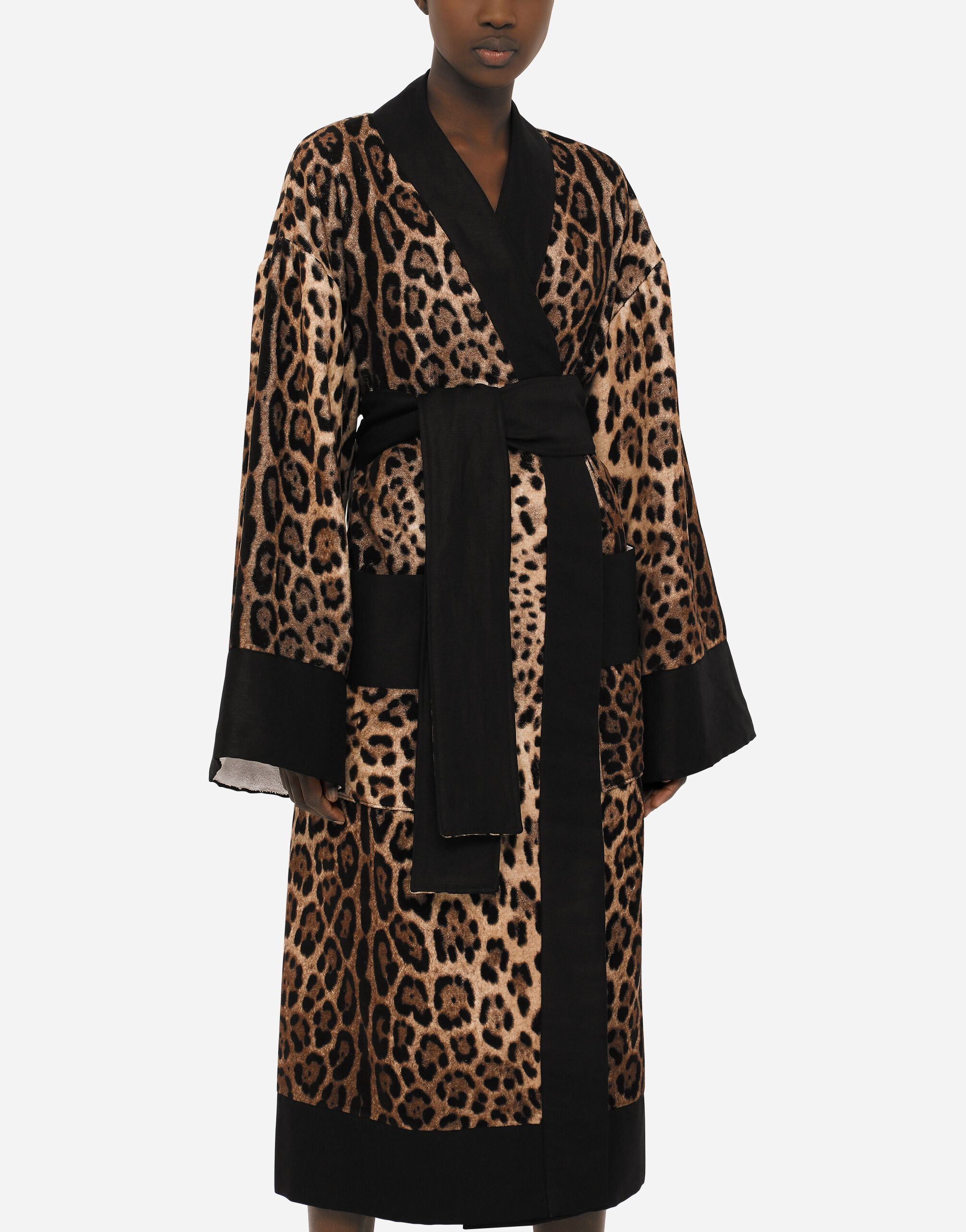 Terry Cotton Bath Robe in Multicolor Dolce Gabbana US