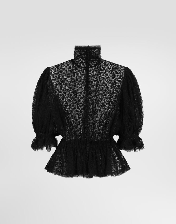 Dolce & Gabbana Tulle top with embroidery Dolce & Gabbana Tulle top with embroidery Black F7BO3TILMD2