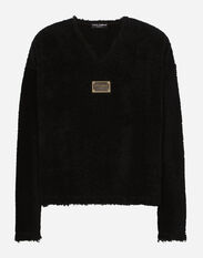 Dolce & Gabbana Terrycloth sweatshirt with logo tag Black G9AKATHU7PP