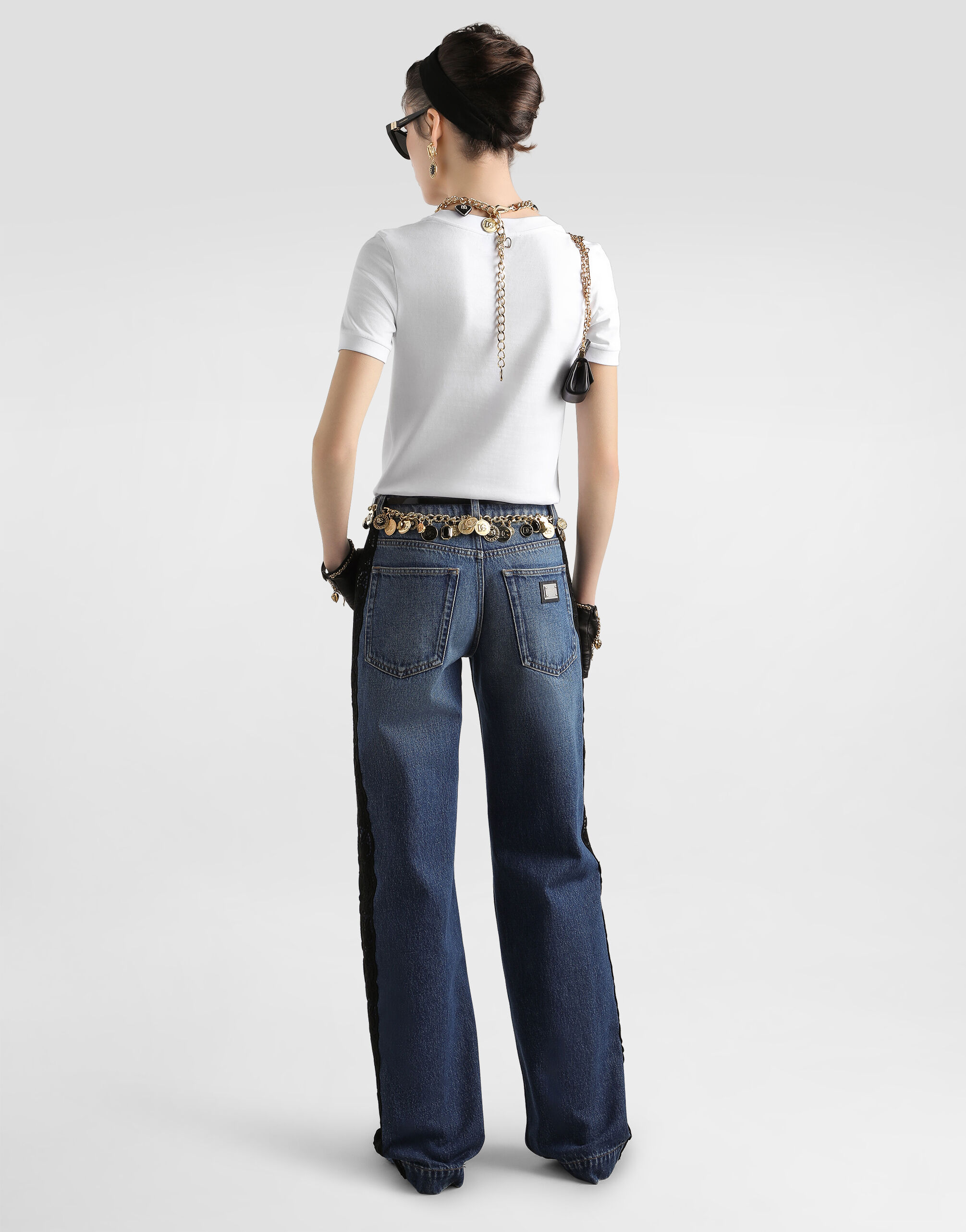 T-shirt with swarovski cross in White for Women | Dolce&Gabbana® US