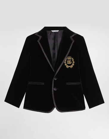 Dolce & Gabbana جاكيت مخمل بصف أزرار مفرد أزرق L41J84FUWBN