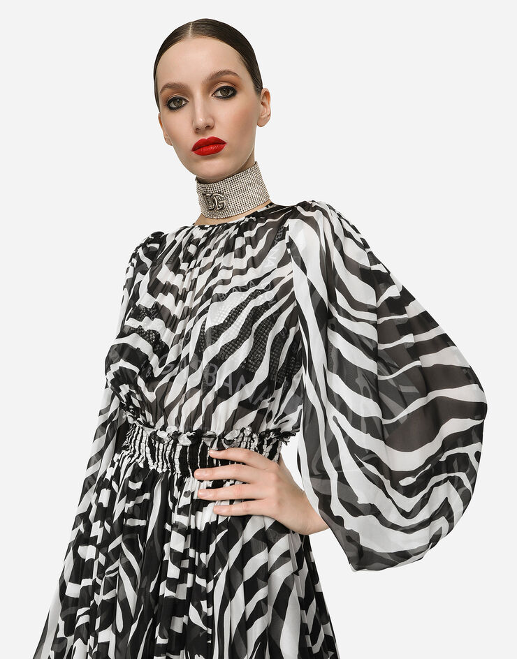 Dolce & Gabbana Short zebra-print chiffon dress Multicolor F6ACMTIS1MJ