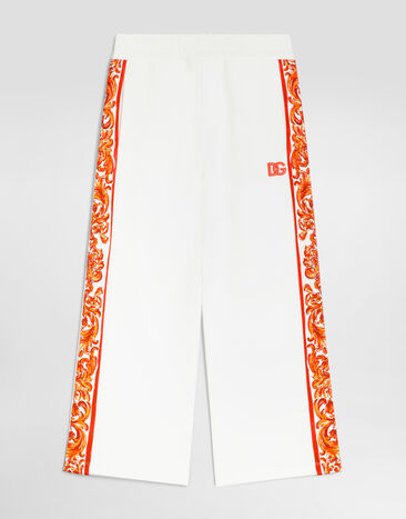 Dolce & Gabbana Majolica-print fleece trousers White L5JPI8G7P4K
