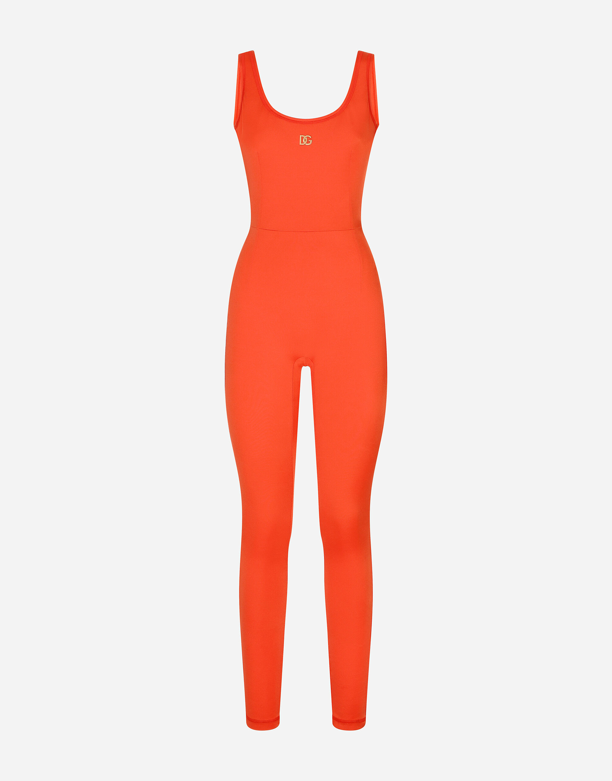 Jersey jumpsuit with DG logo in Orange for Women Dolce Gabbana US