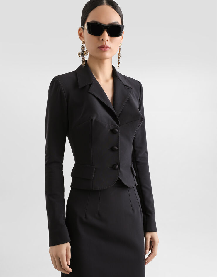 Dolce & Gabbana Chaqueta corta de botonadura sencilla de cady técnico Negro F27FBTFUUC7