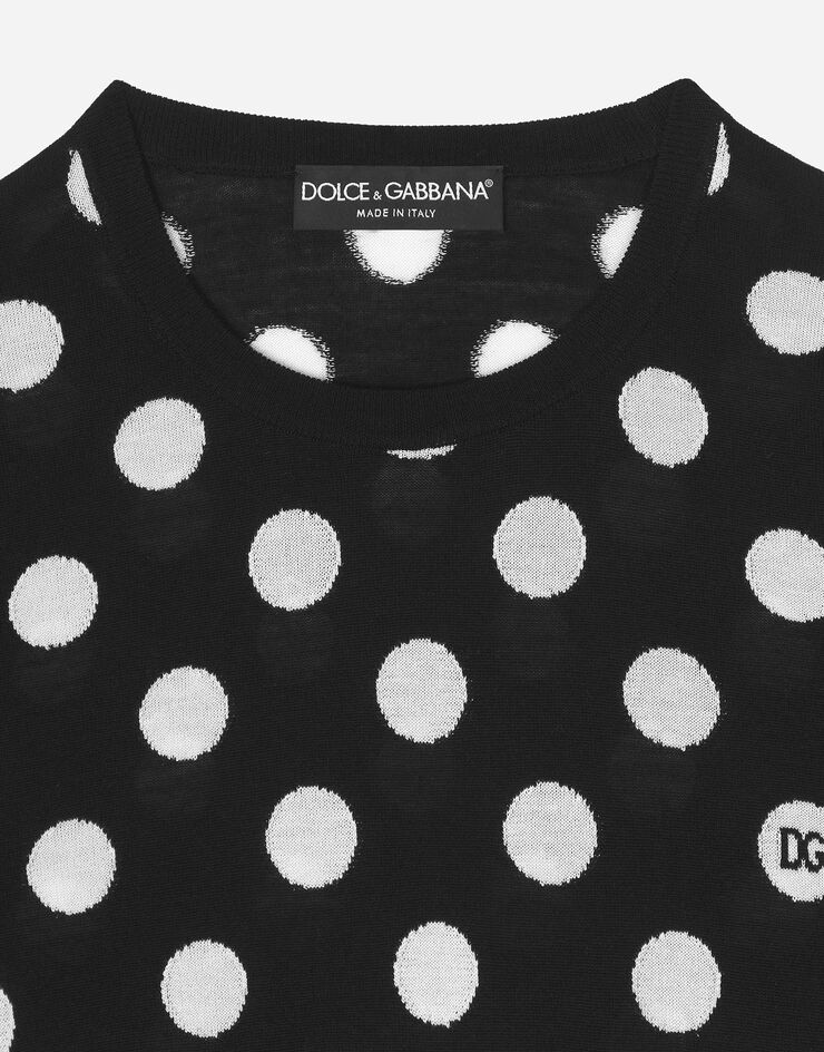 Dolce & Gabbana Débardeur en laine et soie avec intarsia à pois Imprimé FXX22TJCVYK