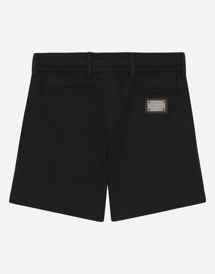 Dolce & Gabbana Bermudas de popelina elástica con placa con logotipo Azul L12Q95FUFIP