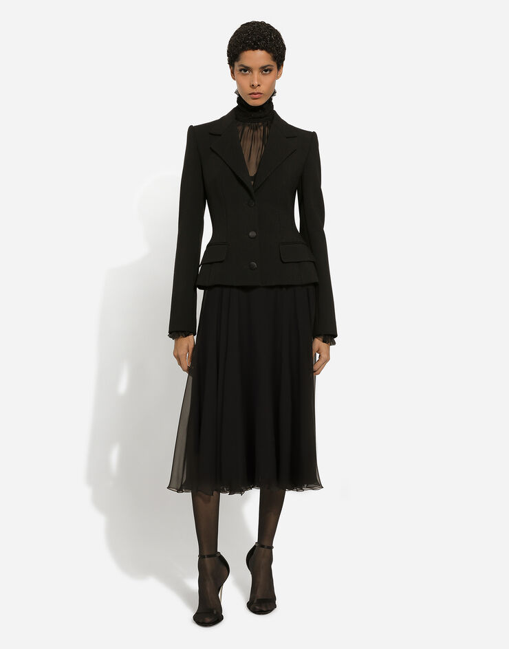 Dolce & Gabbana Chiffon calf-length circle skirt Black F4CSOTFU1AT