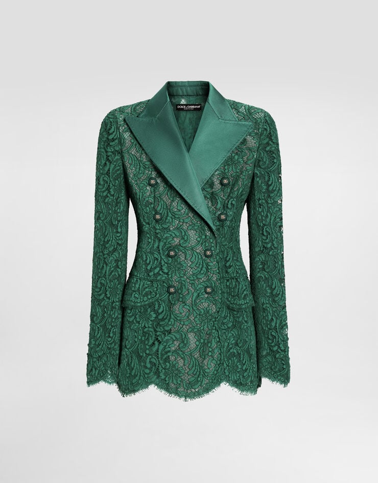 Dolce & Gabbana Double-breasted lace jacket Green F29TRTHLMTB