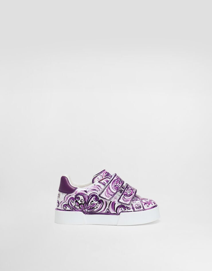Dolce & Gabbana Majolica-print sneaker in nappa calfskin Multicolor DN0201AI396
