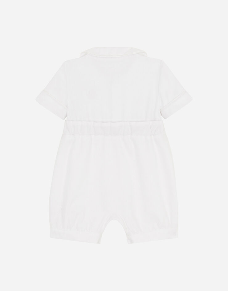 Dolce & Gabbana Jersey and piqué romper suit with DG embroidery White L1JO2XG7BMX