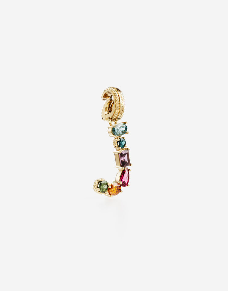 Dolce & Gabbana Подвеска в форме буквы J Rainbow alphabet из желтого золота 18 карат с разноцветными камнями ЗОЛОТОЙ WANR2GWMIXJ
