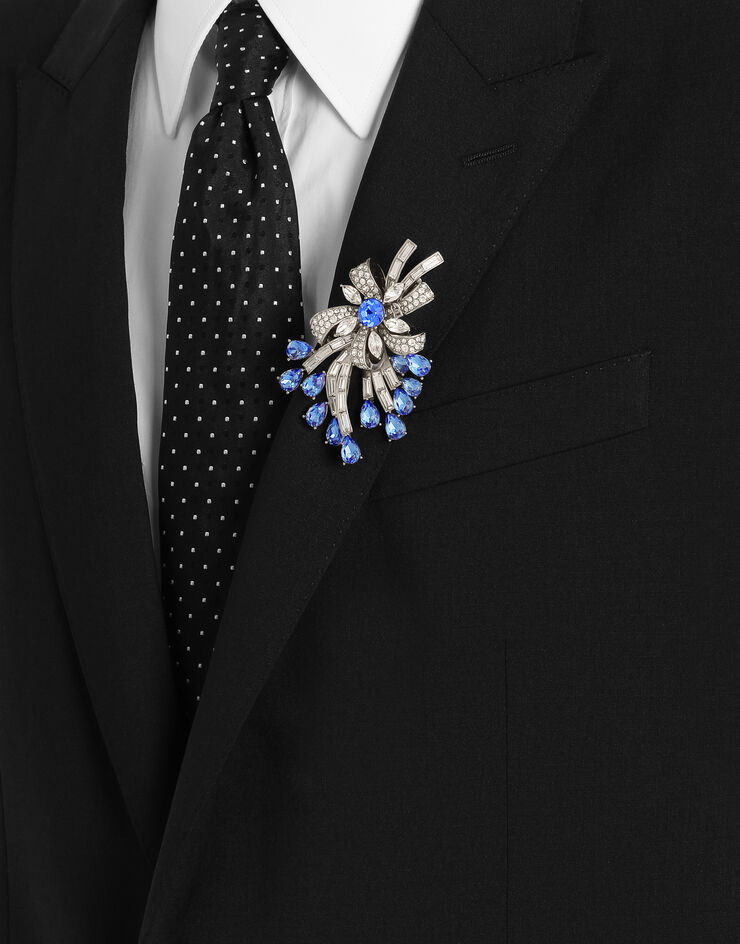 Dolce & Gabbana Floral brooch with rhinestones Blue WPR7S4W1111