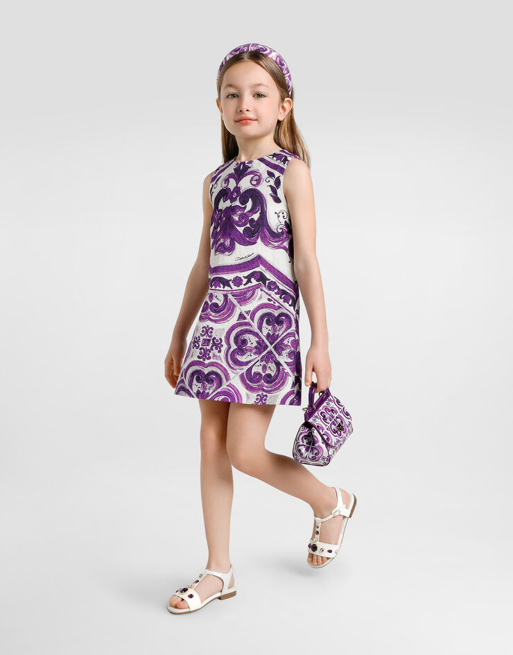 Dolce & Gabbana Majolica-print sleeveless mat dress Multicolor L54DH1FPFSO