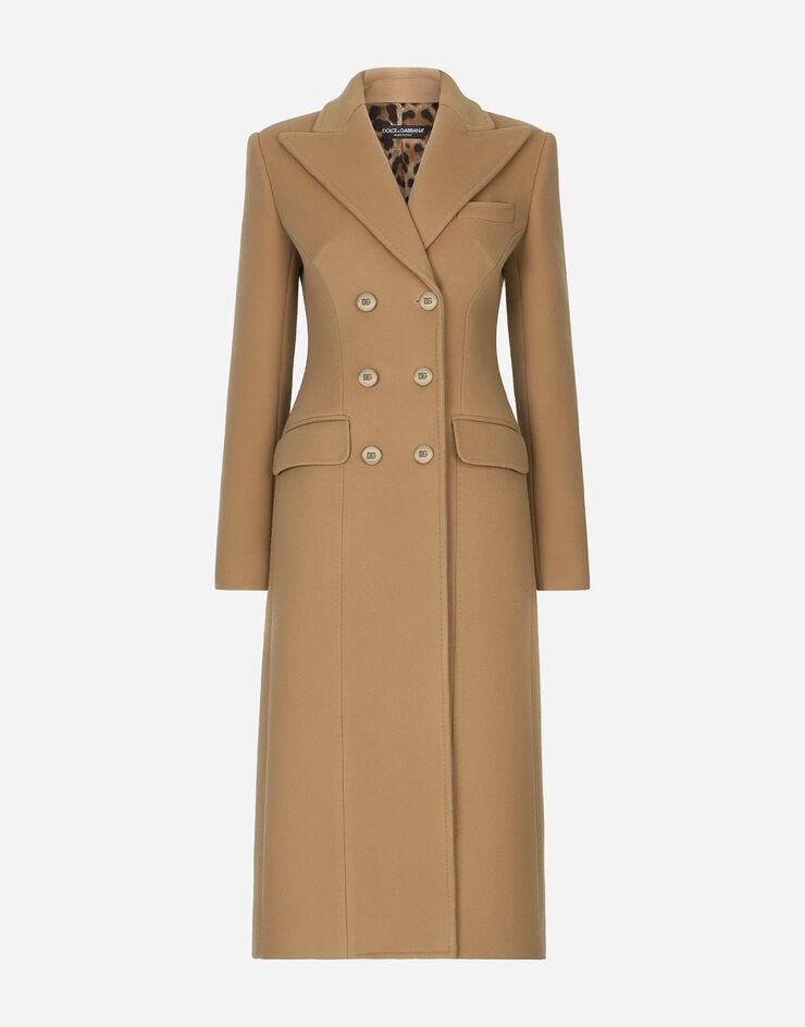 Dolce&Gabbana Long double-breasted wool and cashmere coat Beige F0C8RTFU26K