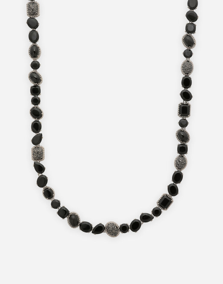 Dolce & Gabbana Collar largo Anna en oro blanco de 18 kt con espinelas negras Blanco WNQA3GWSPBL