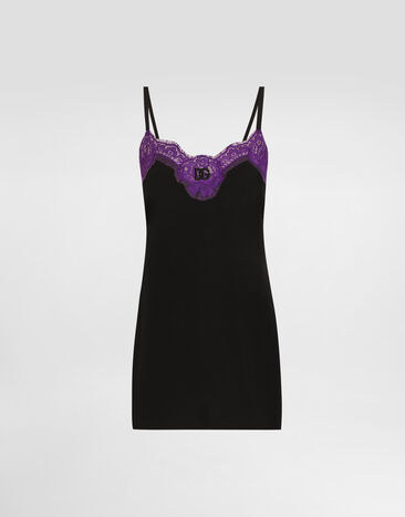 Dolce & Gabbana Stretch crêpe de chine top Black F7BC7TFUABS