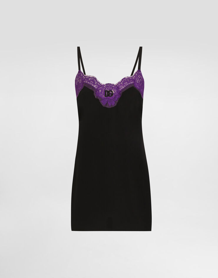 Dolce & Gabbana Stretch crêpe de chine top Black F7BC7TFUABS