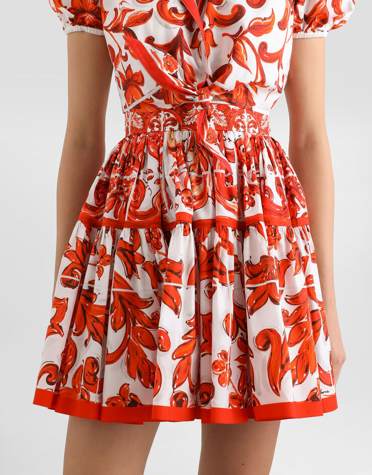 Dolce & Gabbana Majolica-print poplin short skirt Dolce & Gabbana Majolica-print poplin short skirt Multicolor F4CB1TGDDRL