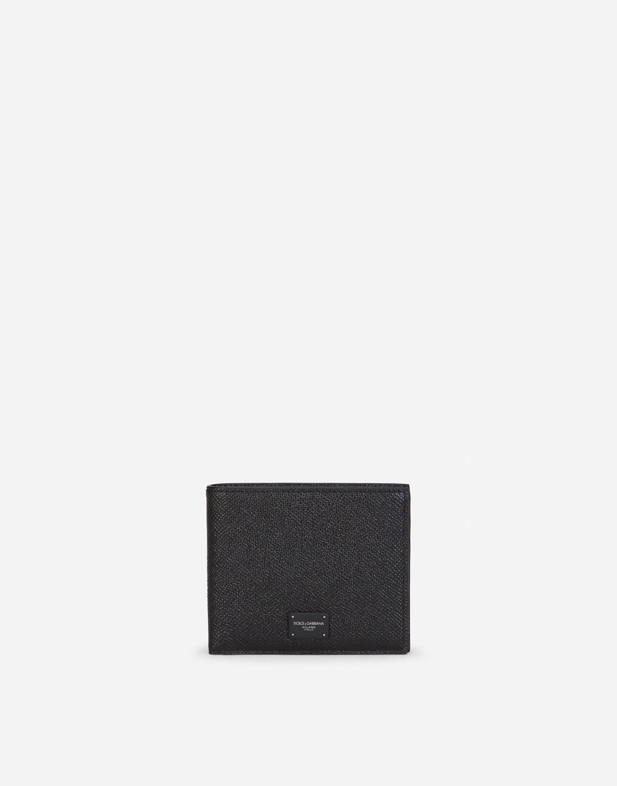 Dolce&Gabbana Складной кошелек из телячьей кожи dauphine с фирменной пластинкой черный BC4644AX622