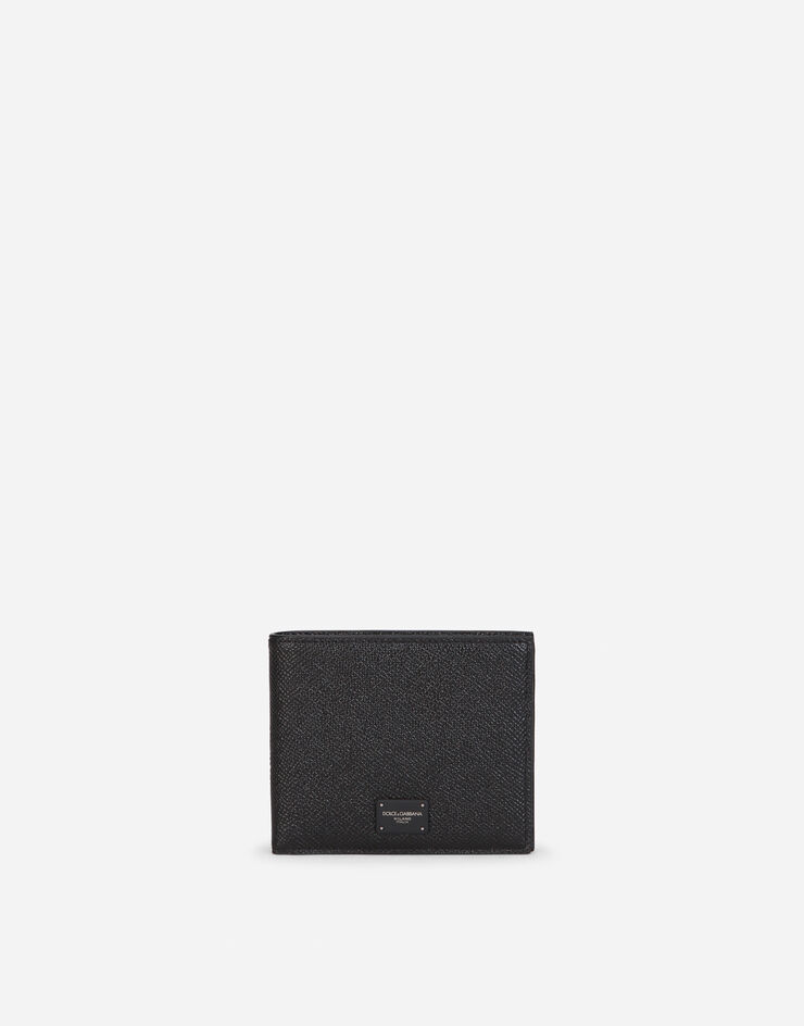 Dolce & Gabbana Dauphine calfskin bifold wallet with branded plate Black BP1321AZ602