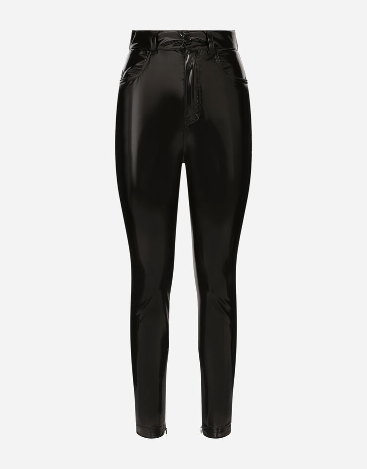 Dolce&Gabbana Pantaloni vita alta in jersey spalmato Black FTCTFTFUSOP