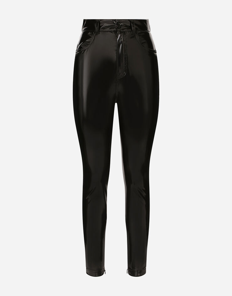 Highwaisted coated jersey pants in Black for Women Dolce&Gabbana®