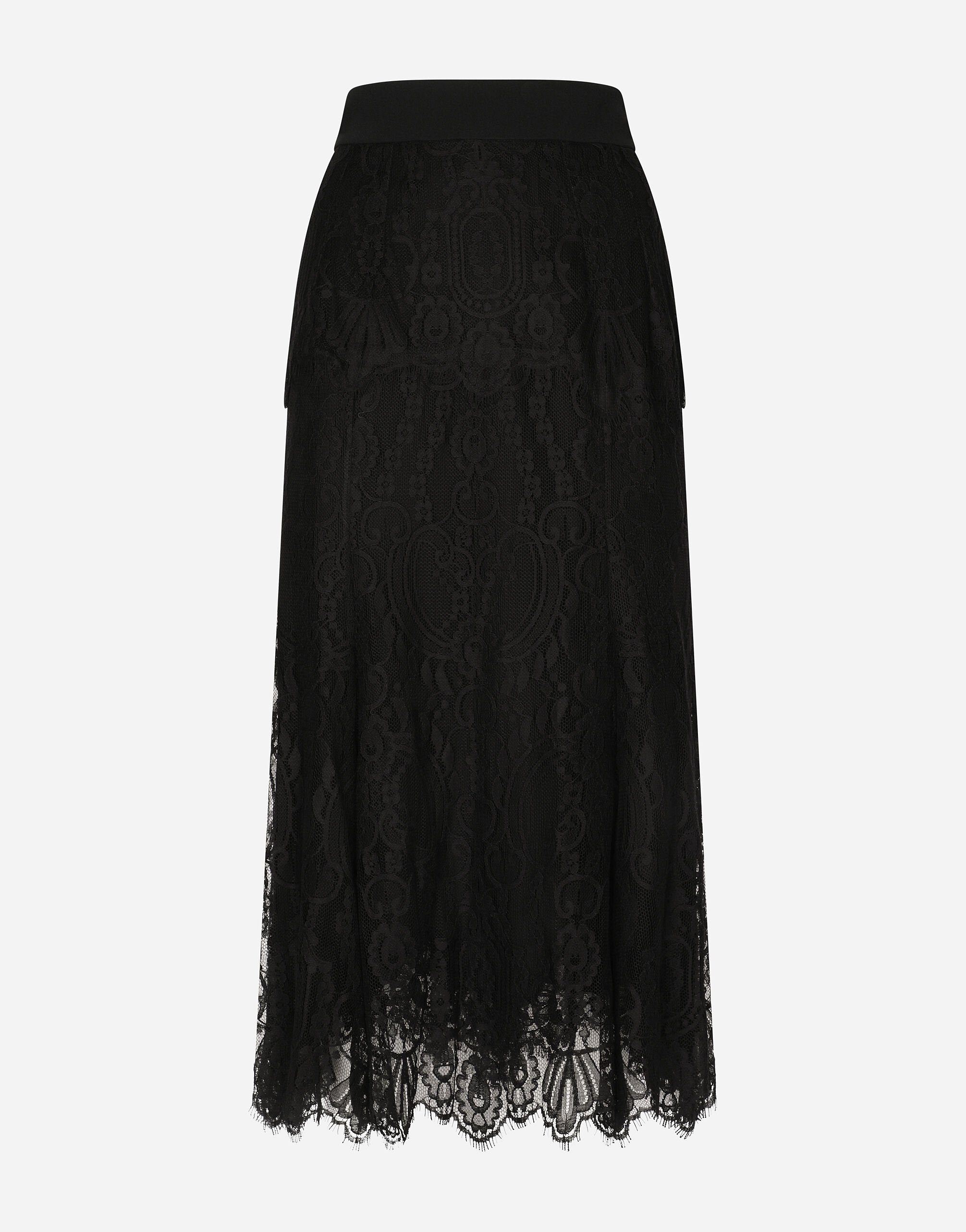 Dolce & Gabbana Long chantilly lace skirt Black F4CIKTFUGPF
