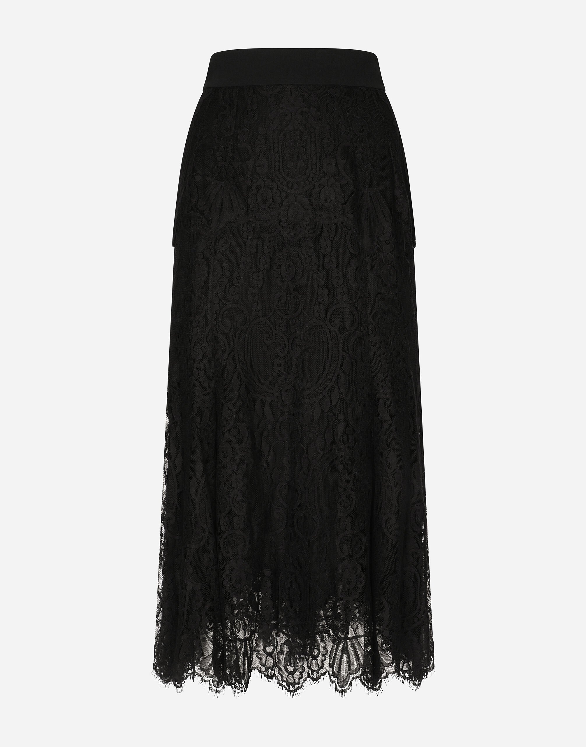 Long chantilly lace skirt in Black for Women Dolce Gabbana US