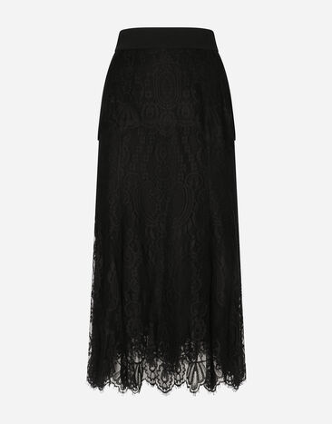 Dolce & Gabbana Long chantilly lace skirt Black F4CIKTFUGPF