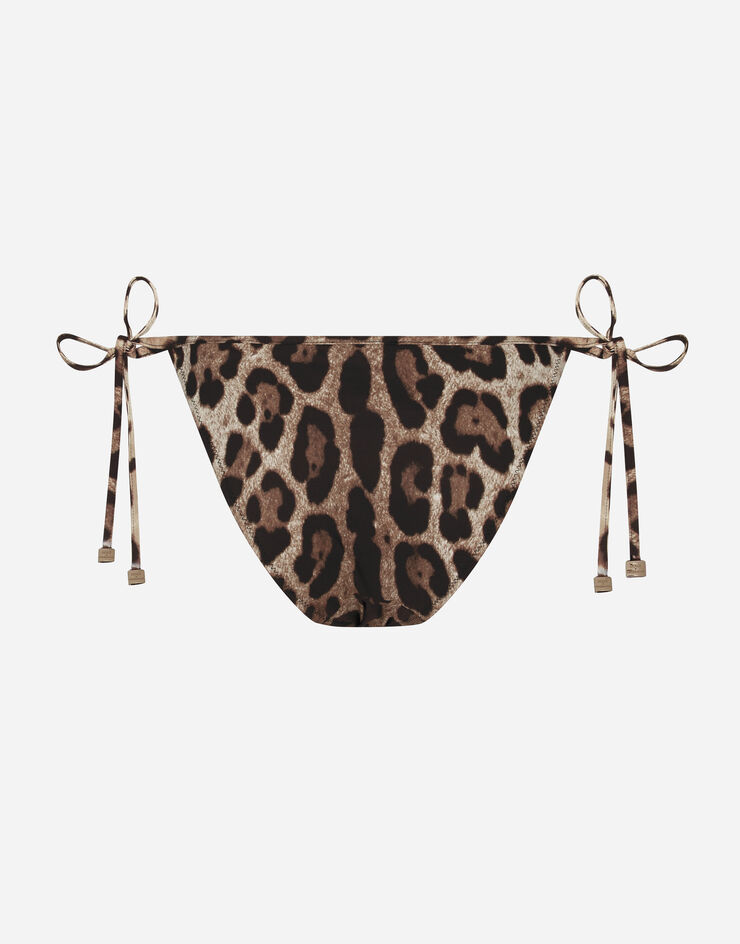 Dolce & Gabbana Bikinislip mit Bändchen Leoprint Mehrfarbig O2A01JONO11