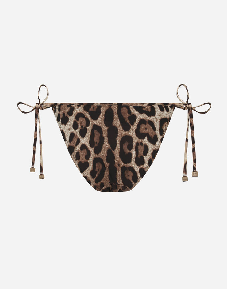 Leopard-print string bikini bottoms in Multicolor for for Women | Dolce ...