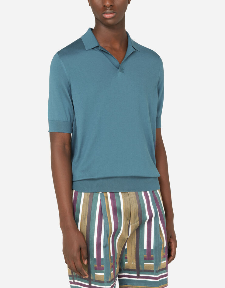 Dolce & Gabbana Silk polo shirt BLEU GXA87TJASML