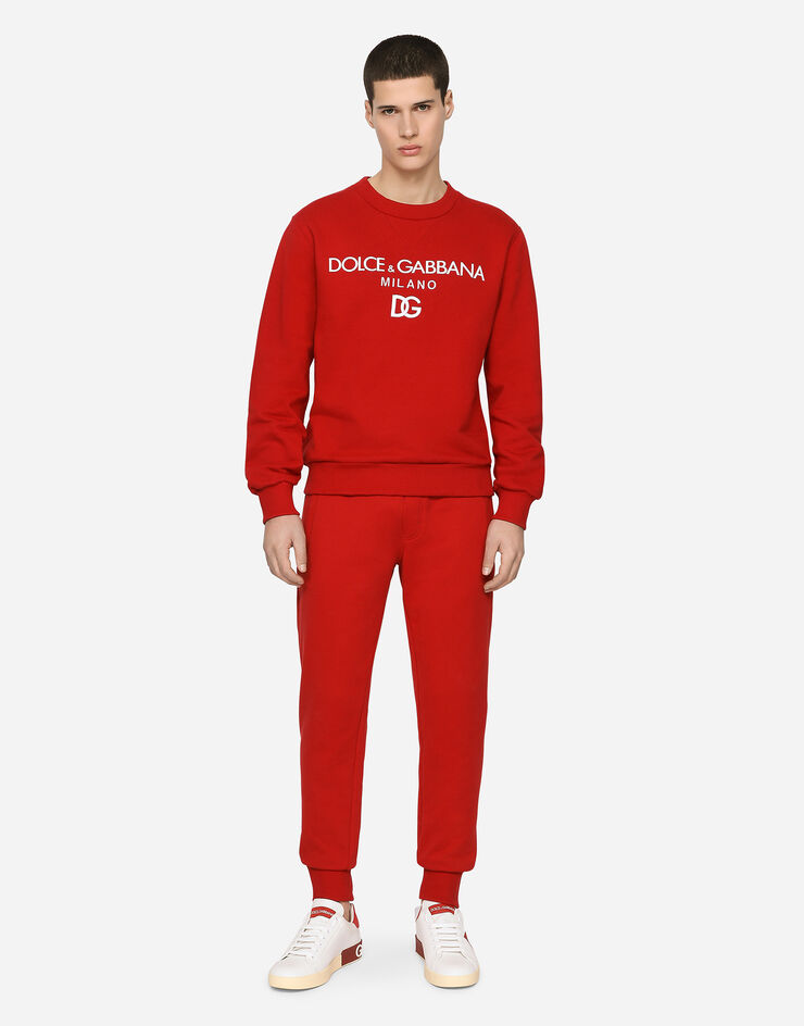Dolce & Gabbana Jersey-Sweatshirt mit DG-Stickerei Rot G9WI3ZFU7DU
