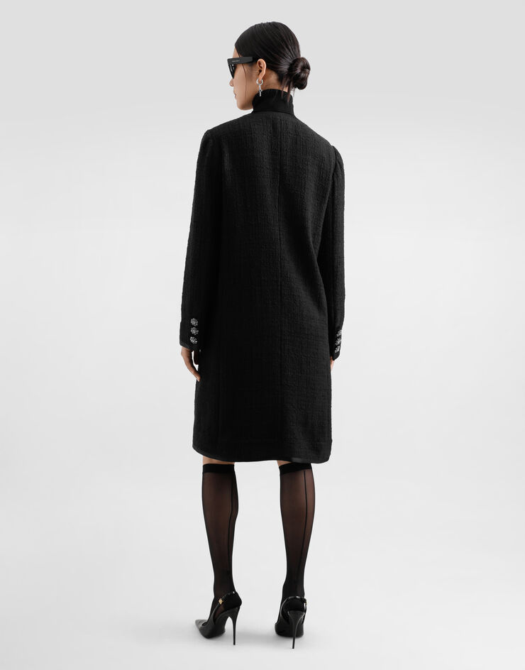 Dolce & Gabbana Abrigo de tweed raschel con botonadura sencilla Negro F0W2KZFMTAC